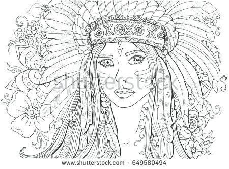 450x332 Indian Coloring Pages Coloring Pages For Adults Girl