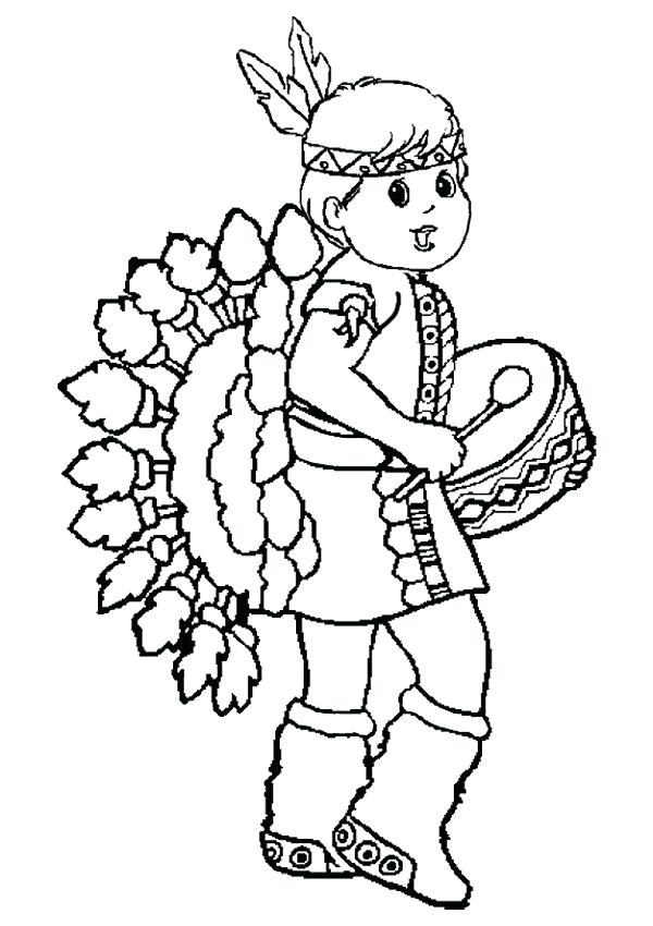 600x850 Indian Coloring Pages Little Red Girl Thanksgiving Coloring Pages