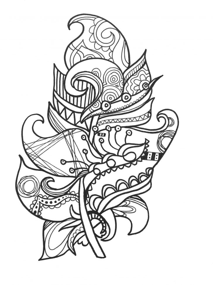 728x971 Feather Coloring Page