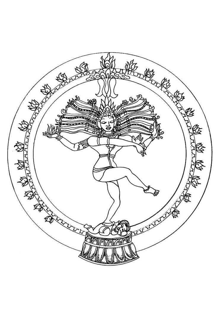 749x1060 Indian Shiva Dance Mandala Coloring Pages