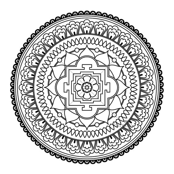 570x570 Five Mandala Colouring Pages Printable Digital Sheets