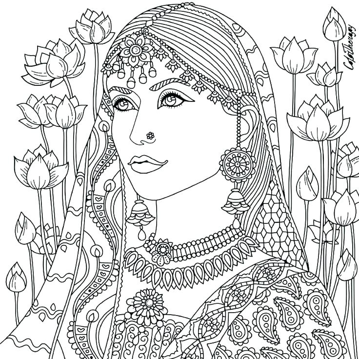 Indian Woman Coloring Page at GetDrawings | Free download