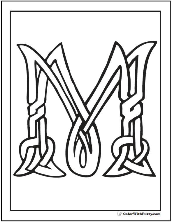 590x762 Letter M Celtic Coloring Page