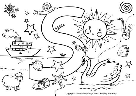 460x325 Letter S Colouring Pages