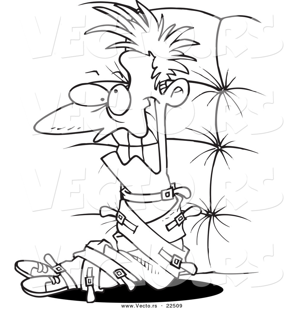1024x1044 Vector Of A Cartoon Crazy Man In A Padded Room