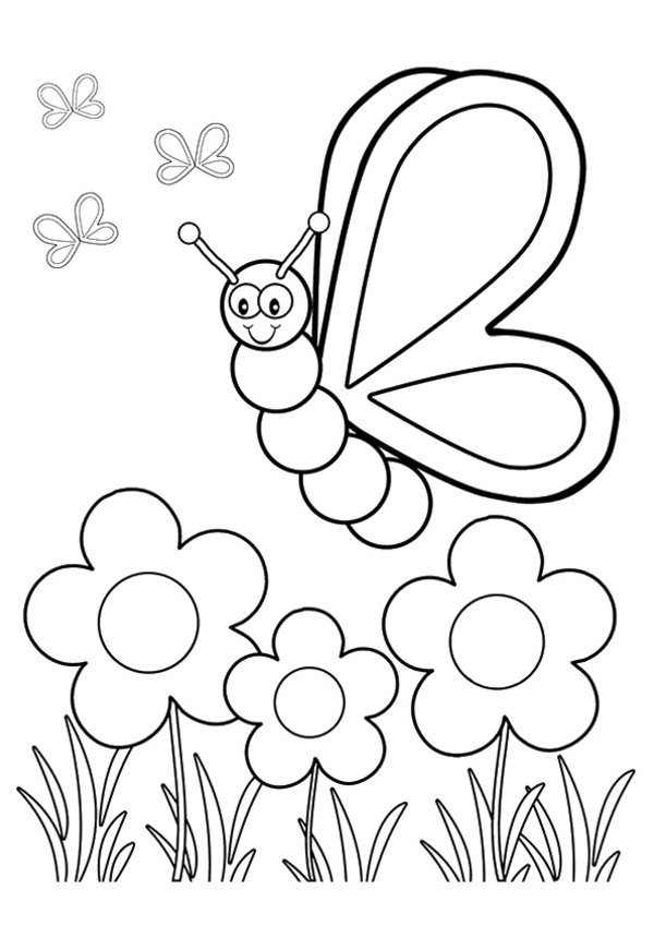 600x849 The Flower And Insect Coloring Pages Printable Picture