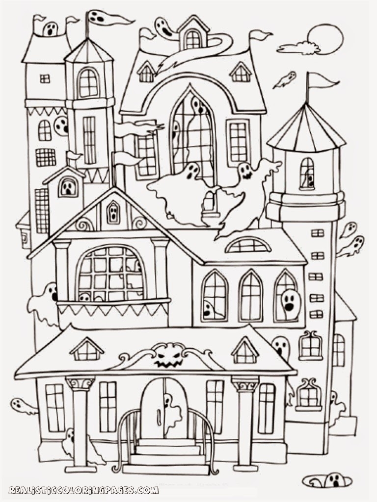 768x1024 Haunted House Coloring Pages To Print Coloring For Kids