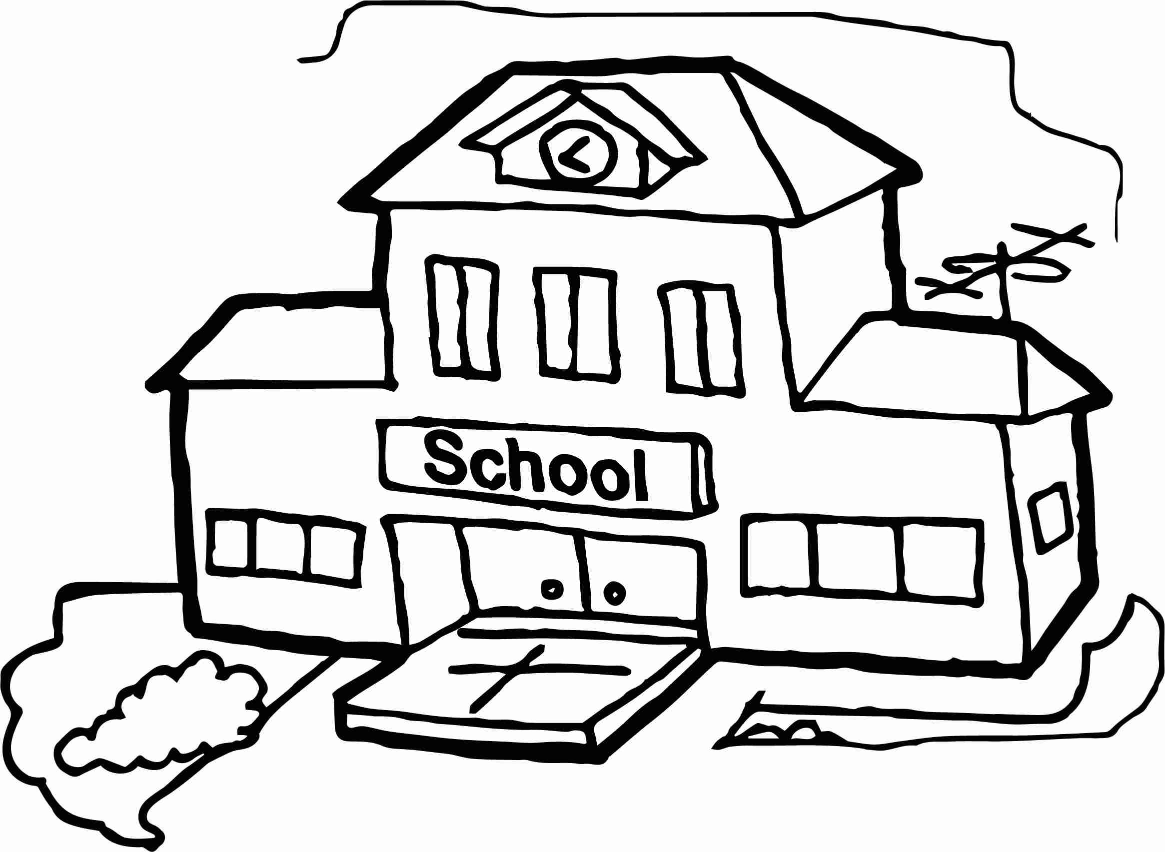 2331x1705 Schoolhouse Coloring Page Free Download Inside School House