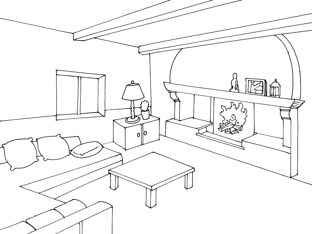1024x768 Bedrooms Inside A House Coloring Pages