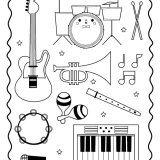 320x320 Musical Instruments Coloring Pages Printable