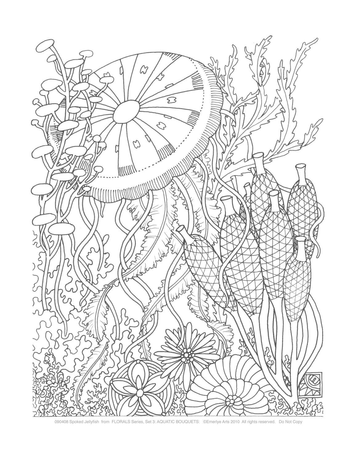 1159x1500 Adult Coloring Pages Aquatic Bouquets Set