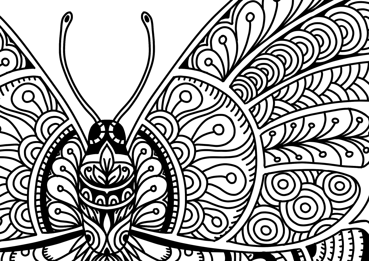 1261x892 Beautiful Butterfly Doodle Art Adult Coloring Page Karyn Lewis