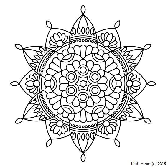 570x570 Printable Intricate Mandala Coloring Pages, Instant Download, Pdf