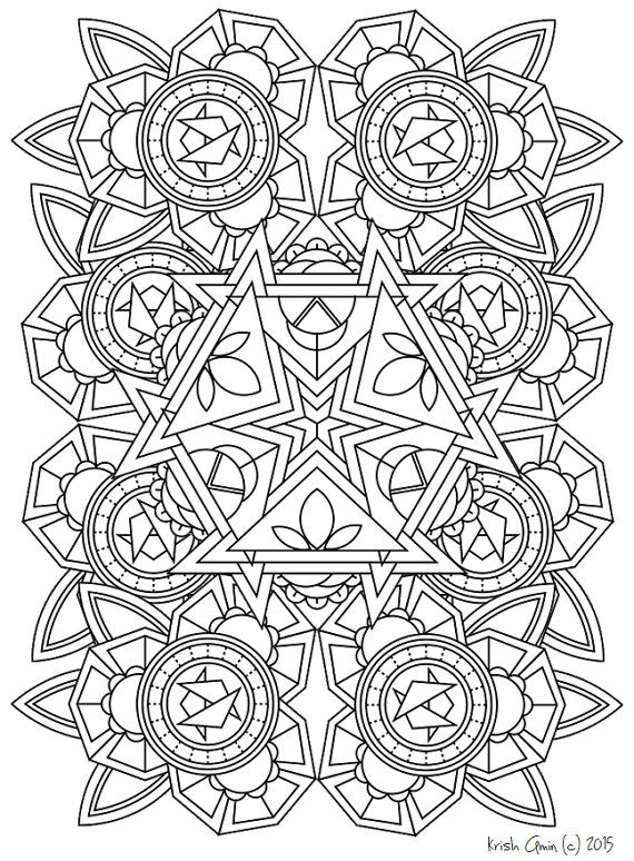 570x774 Printable Intricate Mandala Coloring Pages, Instant Download