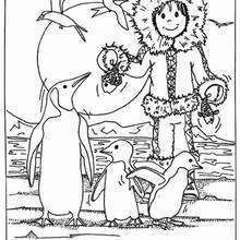 220x220 Eskimo With Penguins Coloring Pages