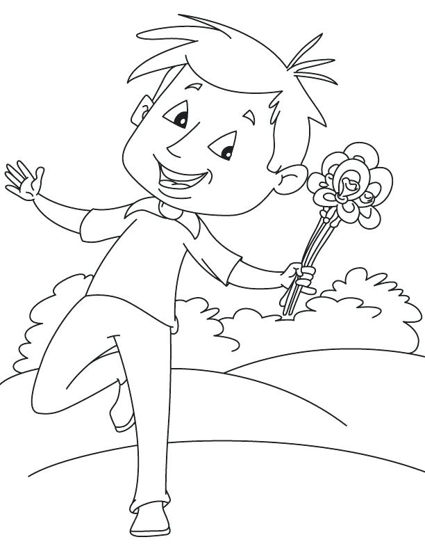 612x792 Iris Flower Colouring Page Happy Boy With Coloring Download Free
