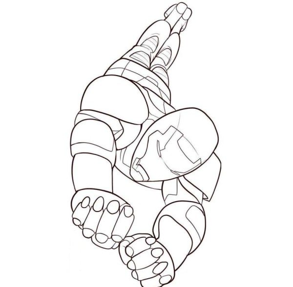 600x589 Iron Man Flying Coloring Pages