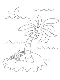 238x320 Palm Tree Island Coloring Page