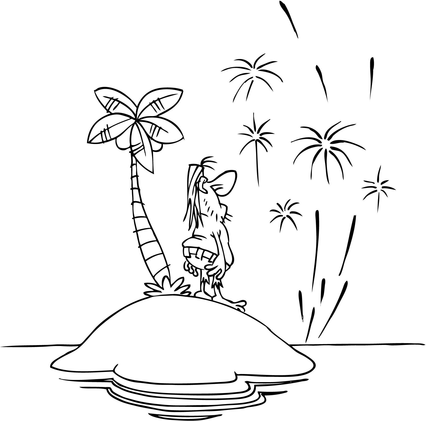1812x1792 Coloring Pages Of Cartoon Happy New Year From Island