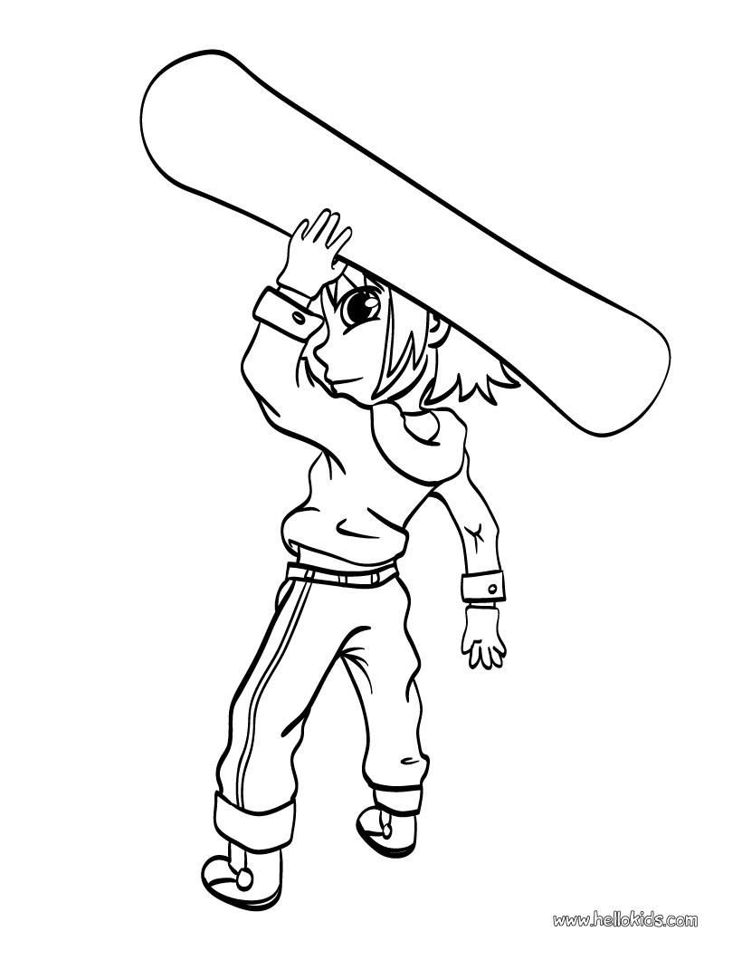 820x1060 Boy With Snowboard Coloring Pages