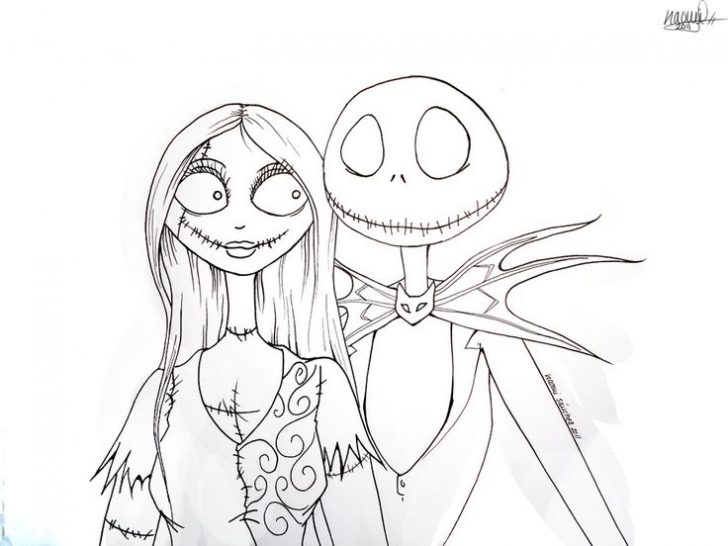 728x546 Nightmare Before Christmas Jack And Sally Coloring Pages