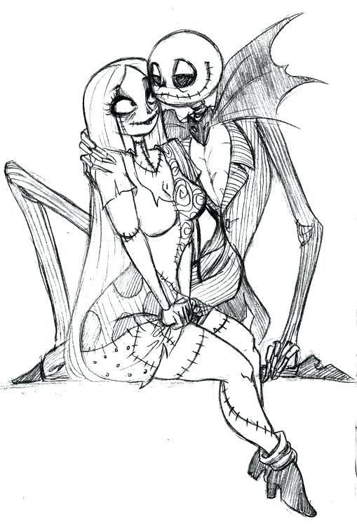 509x746 Jack Sally Coloring Pages Nightmare Before Pages Jack