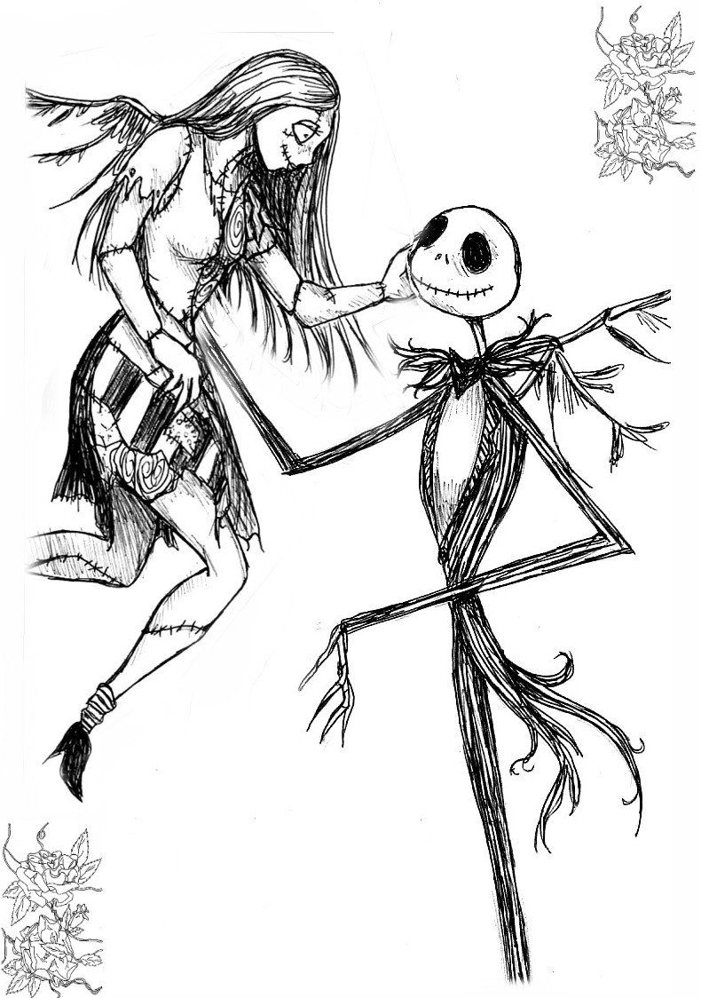 790x1124 Jack And Sally Nightmare Before Christmas Coloring Pages Image