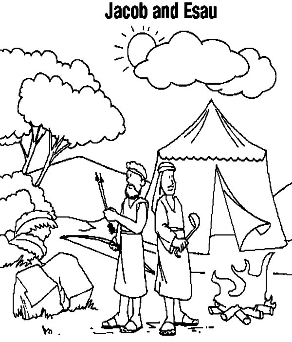 600x703 Jacob And Esau Camping Coloring Page