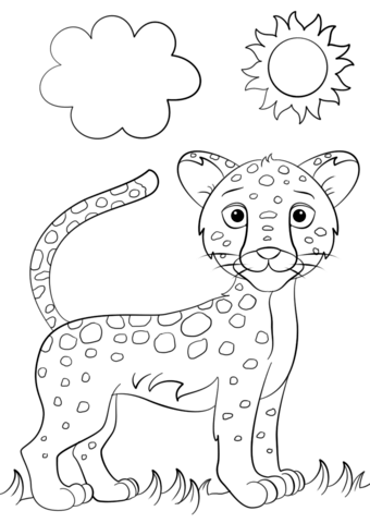 340x480 Cute Cartoon Jaguar Coloring Page Animals