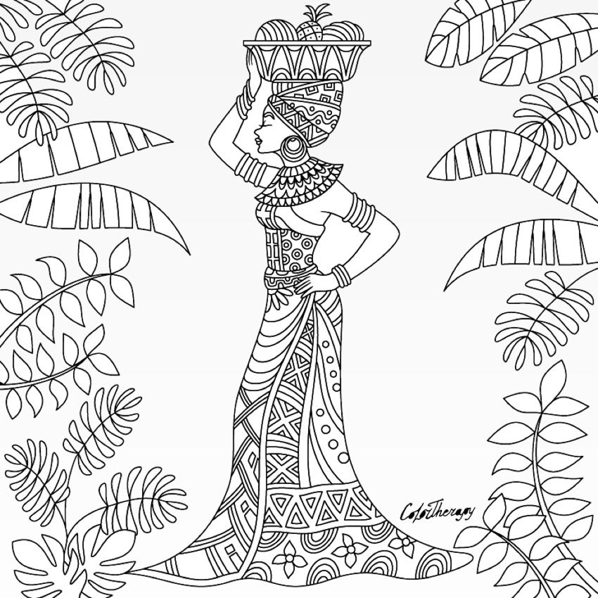 850x850 Jamaican Beautiful Women Coloring Pages For Adults
