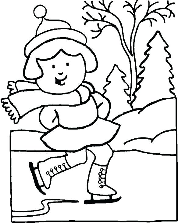 584x730 January Coloring Pages Free Printable A Girl Happily Ice Skating