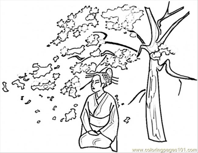 650x504 Under Sakura Coloring Page