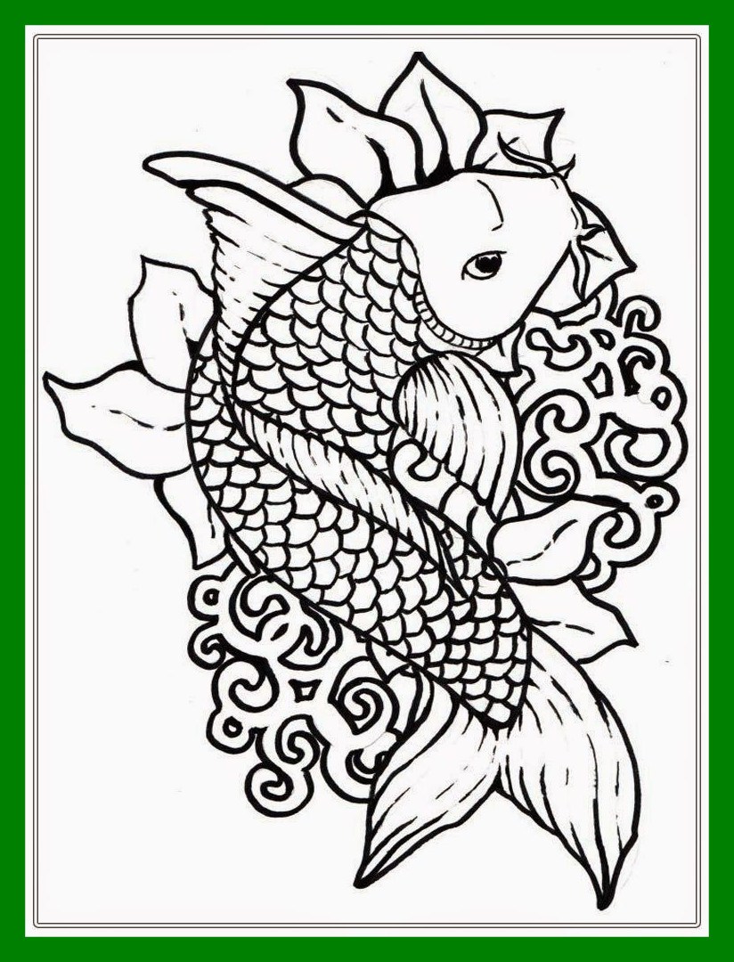 824x1080 Inspiring Japanese Koi Fish Coloring Pages For Adult Pic