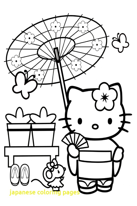 567x850 Japanese Coloring Pages With Hello Kitty In Japan Japanese Garden