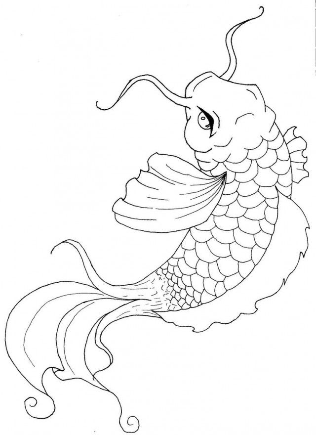 640x880 Koi Fish Coloring Pages Japanese Koi Fish Coloring Pages Kids