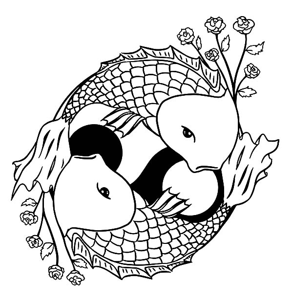 600x620 Koi Fish Coloring Pages Koi Fish Coloring Page Printable