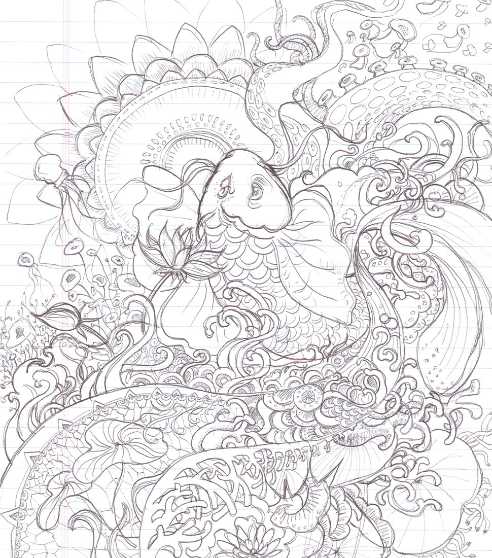970x1100 Fine Japanese Koi Fish Coloring Pages Elaboration