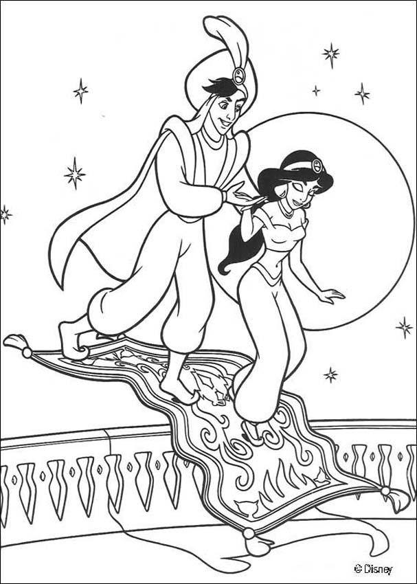 607x850 Jasmine Flying With Aladdin Coloring Pages