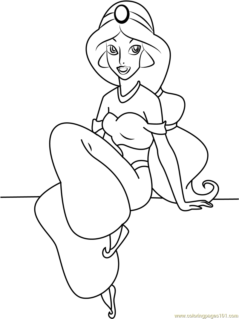 800x1067 Princess Jasmine Sitting Down Coloring Page