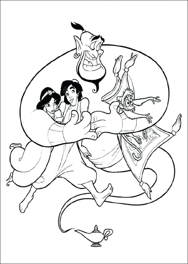 600x840 Jasmine Printable Coloring Pages Princess Jasmine Genie And Monkey