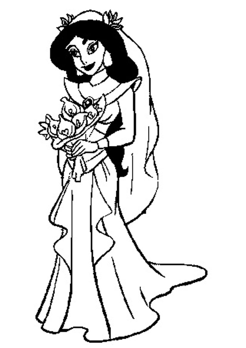 826x1169 Jasmine In Wedding Dress Coloring Pages Jasmine Printable Coloring