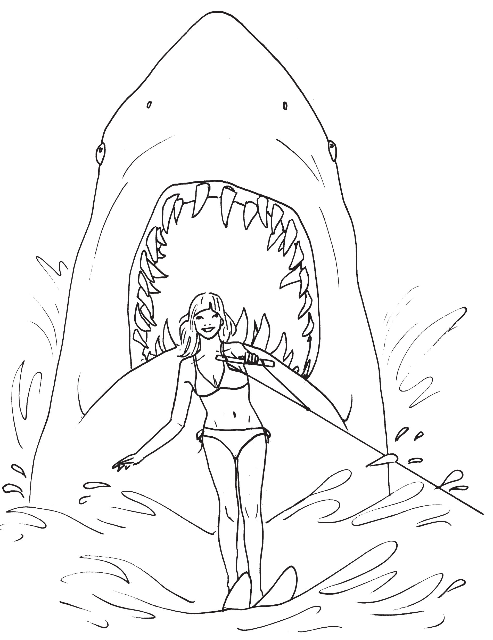 1912x2480 Great White Shark Coloring Pages Jaws Color