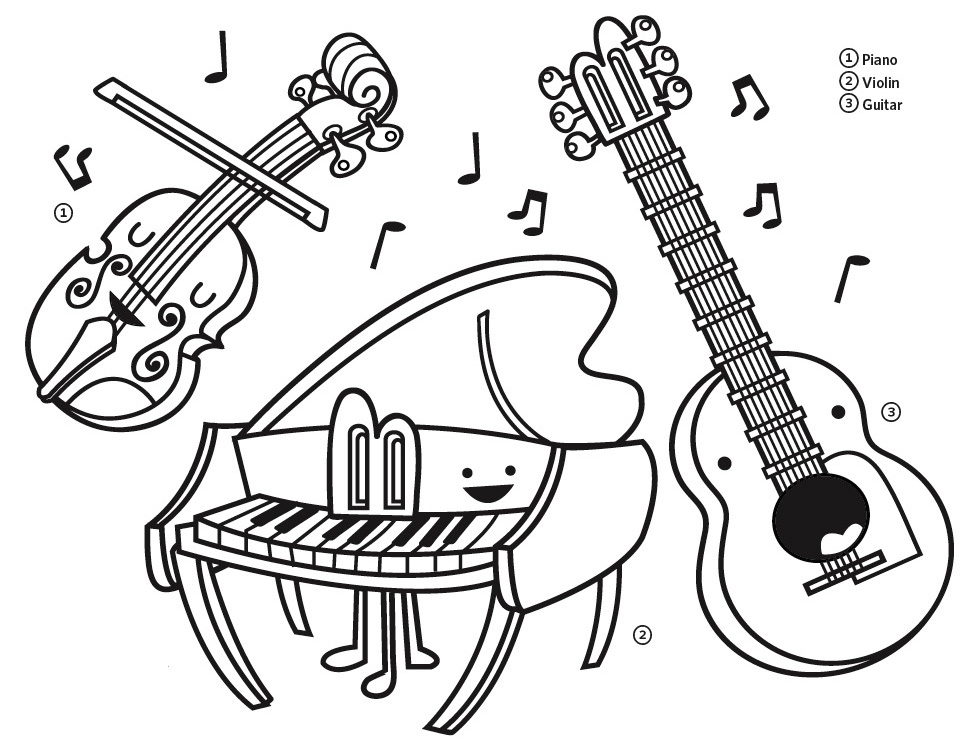 974x754 Coloring Pages Instruments Stylish Decoration Instrument Regarding