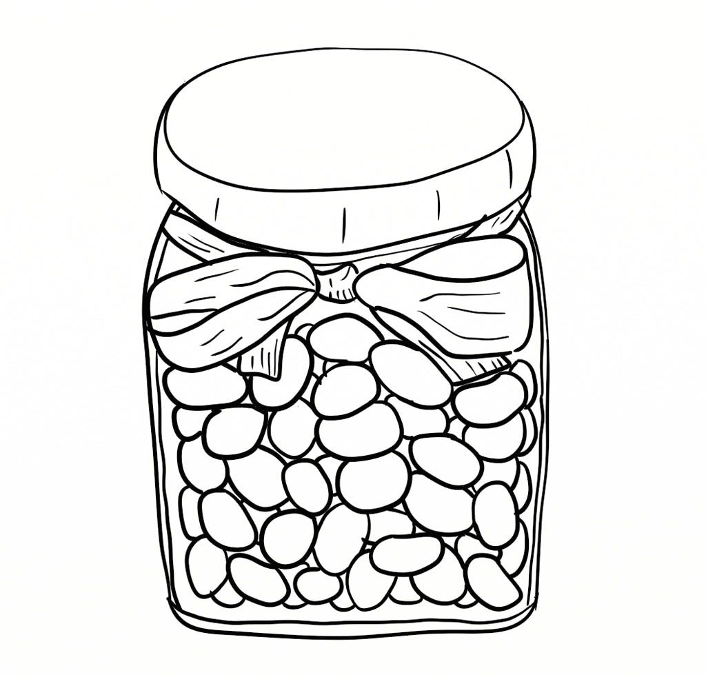 1024x979 Jelly Beans In Jar Coloring Page Kids Coloring Pages