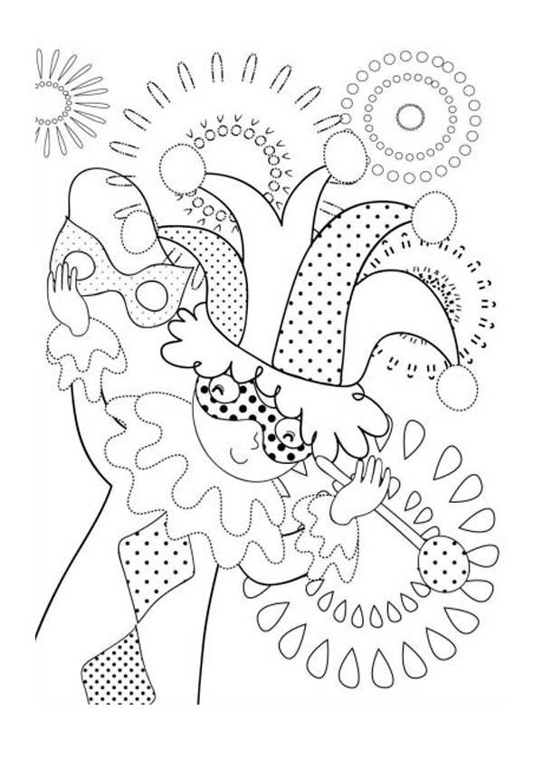600x848 Little Kid Acting Like Jester On Mardi Gras Coloring Page