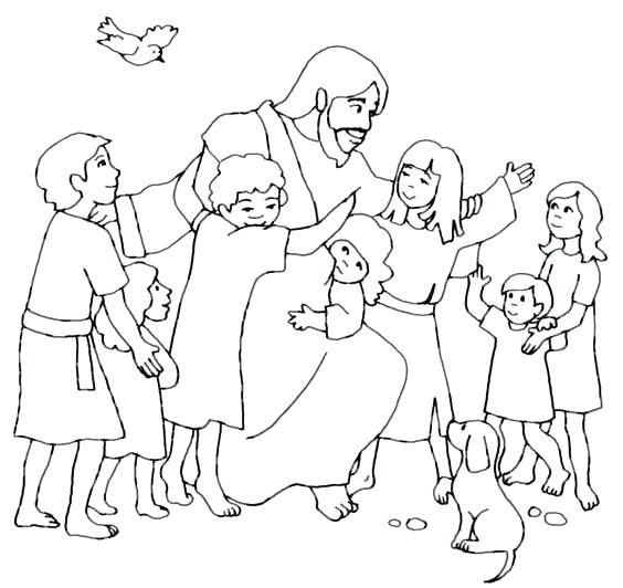 564x532 Jesus And The Children Coloring Page Loves The Little Children