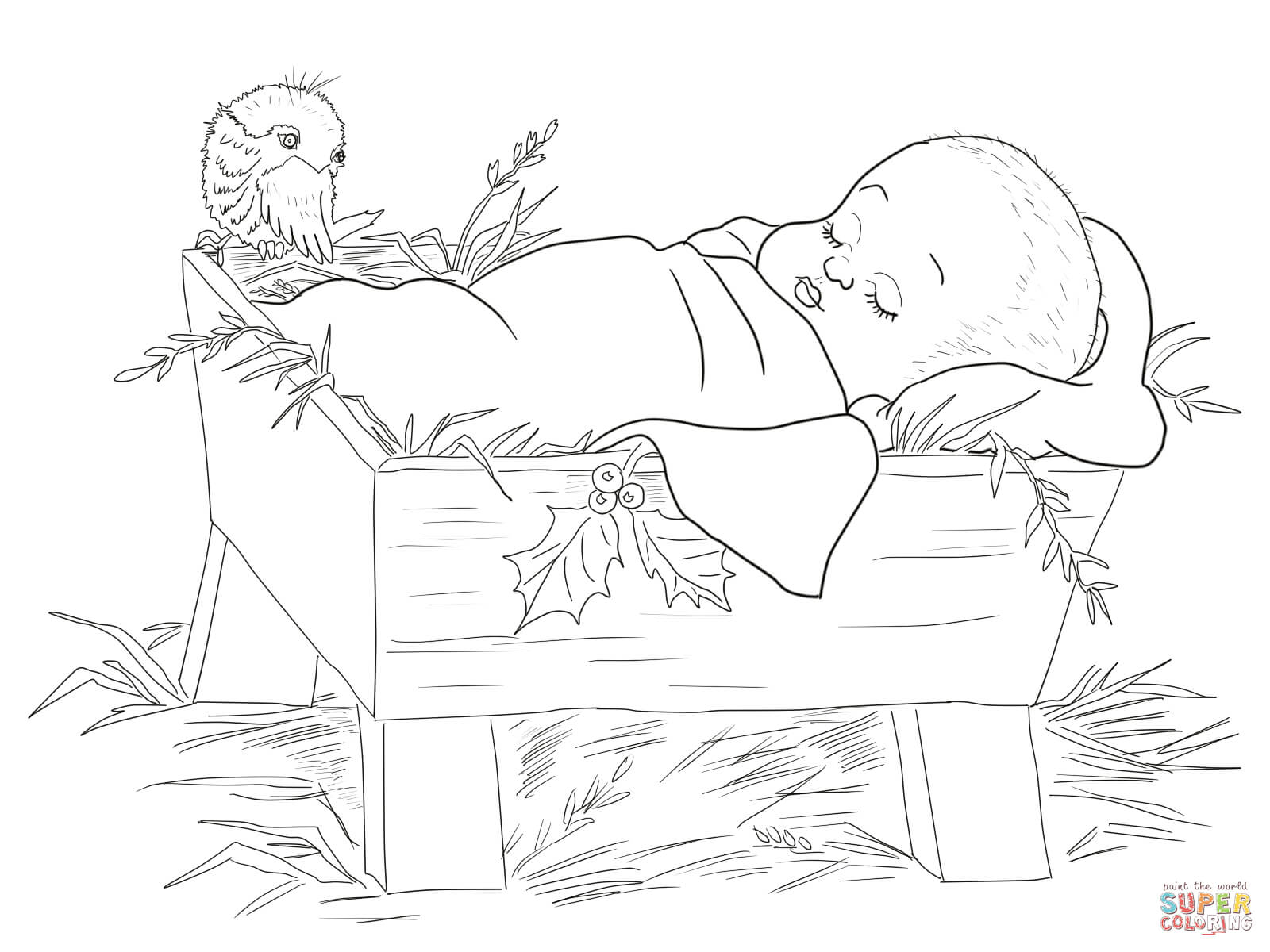 1600x1200 Drawings Of Baby Jesus Baby Jesus In A Manger Coloring Page Free