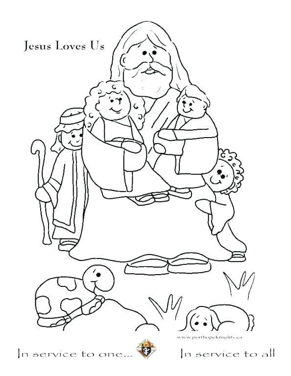 594x768 Jesus And Children Coloring Page