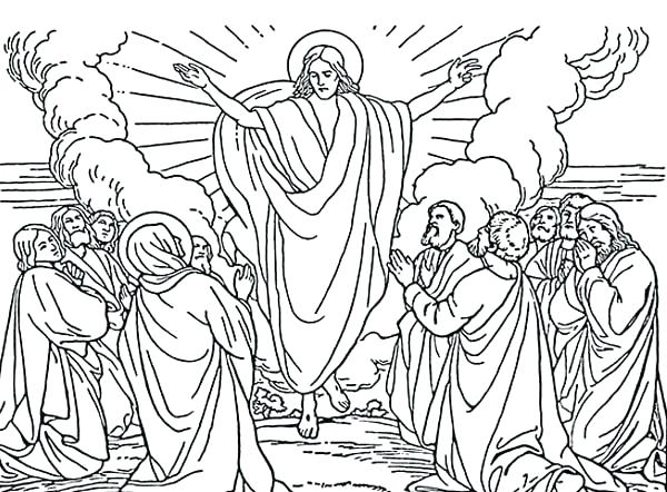 600x442 Coloring Book Jesus Ascension Coloring Page Disciples