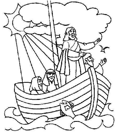 446x511 Jesus Calms The Storm Coloring Page Preschool Bible Pages Sheets